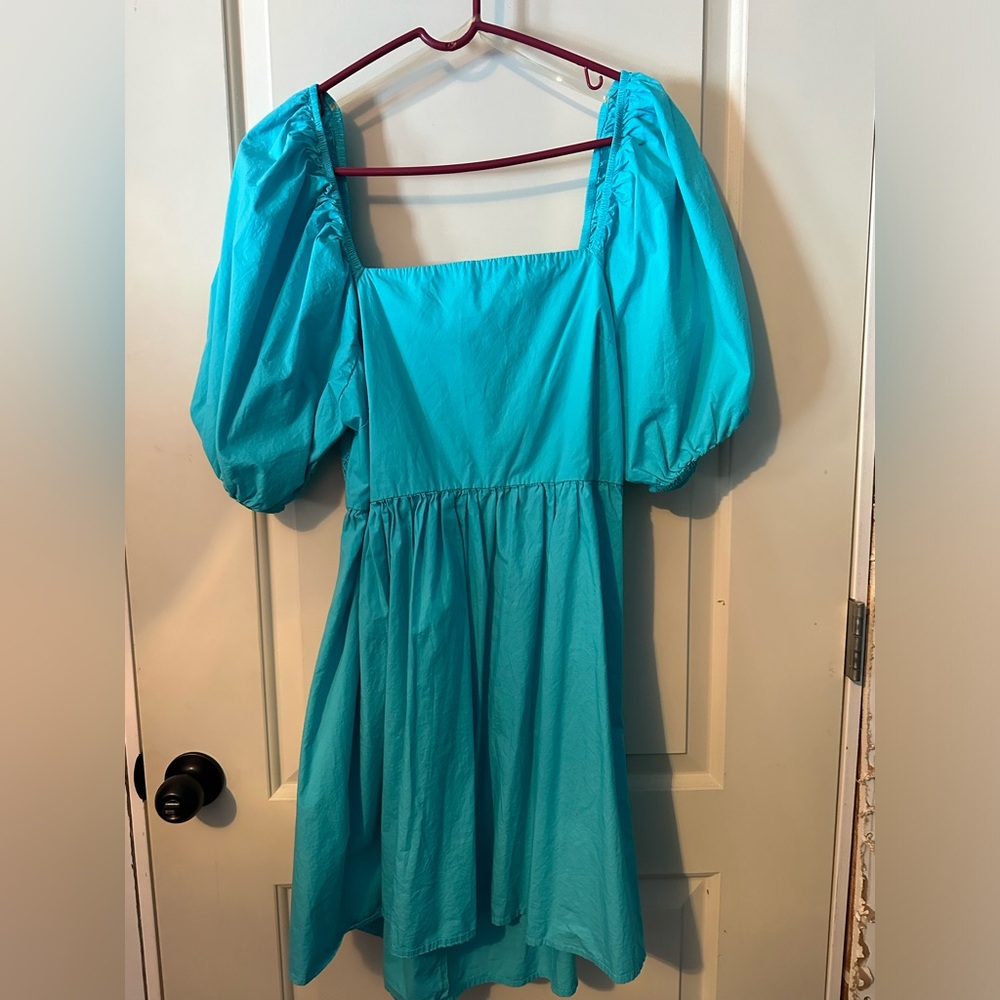 Blue bubble sleeve sundress